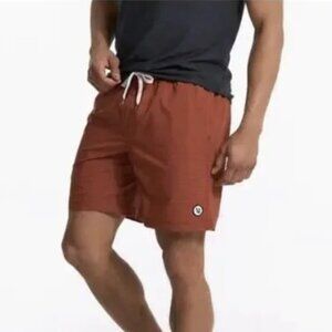 VUORI Kore Orange Striped Lined Shorts 7" Performance Stretch Pockets Gym Size M